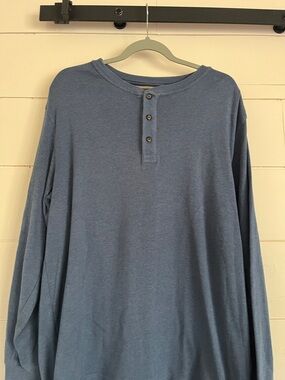 Arrow Men's Long-Sleeve Henley Shirt in Heather Blue